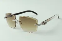 2021 Designer Sunglasses 3524023 Diamanti senza fine Tagli Obiettivo Natural Hybriad Buffalo Buffalo Temples Occhiali, Dimensioni: 58-18-140mm