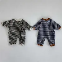 Fashion Baby Girl Plaid Rompers Cute born Long Sleeve Jumpsuit Infant Cotton Clothes Kids Boys Casual 220122