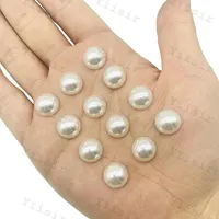 Notions de couture Outils Perles de perles à dos plateau blanc 6mm demi-rond en plastique en plastique en plastique en plastique en acrylique Perle en acrylique Craft Baby Douche Décor
