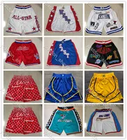 Mens rétro Just Don Pocket Basketball Shorts Broderie 1995 1996 1997 2003 2021-2022 Blanc Rouge Ville Noir Pantalon Pantalon Sweatpants Jersey Shirts