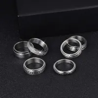 Cluster ringen voor mannen roestvrij staal roteerbare heren paar ring hoge kwaliteit sieraden partij geschenk anillo Acero Inoxidable F5