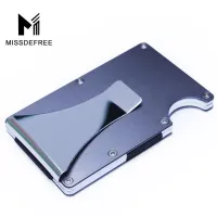 Bloqueo de aluminio RFID Mini Slim Wallet Money Clip Metal Business Identificador de negocios con protector de casos anti-jefe