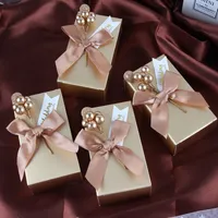 Gold Boxes Candy Wrap Birthday Party Decoration Chocolate Box Paper Bags Event Party Supplies Packaging Gift Wrapper