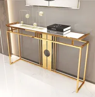 Living Room Furniture Chinese-Style Luxury Stainless Steel Marble Porch Table Club Hotel Side View Console Cabinet