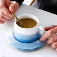 أكواب الأزرق التدرج السيراميك القهوة القدح اليابانية فنجان الرجعية الحجر المنزلية زجاجة المياه المنزلية طهي المائدة