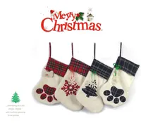 2021 Qualität Weihnachtsstrümpfe Katze Hund Pfoten Strümpfe Flauschige Santa Socken Schneeflocke Weihnachtsbaum Dekoration Festival Geschenk Tasche