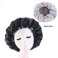 2022 new Fashion Silk Sleeping Cap Satin Bonnet For Beautiful Hair Double Size Wear Extra Large Round Cap 11 Colors
