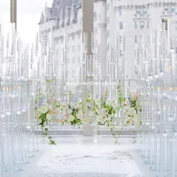 Party Decoratie Decor Baan weg lood Tall Wedding Crystal Cental Pieces Flower Chandeliers Acryl Stand Tafel Middelpunt SE2517