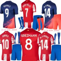 Griezmann Kids Kit Soccer Jersey Suarez Joao Felix Hem Away Blue Diego Costa Barn Camisetas de Fútbol Fotbollskjorta 21 22