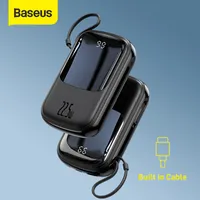 Baseus Power Bank 20000mAh PD Ricarica rapida Powerbank Costruito in cavi Caricatore portatile Batteria esterna per telefono