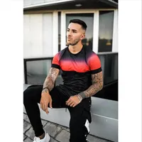 Camisetas para hombre 2021 Camiseta casual de verano 3D moda de rayas de rayas Hip-hop de manga corta de moda deportes Top Slim