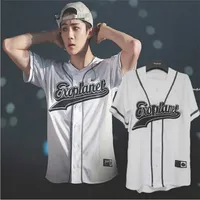 Exo Planet 3 Exordium T-shirt w Seul KPOP Unisex Button Down Tshirt Baekhyun Lato Topy Moda Koreański Wentylatory Trójniki 210331