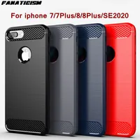 Shockproof Brushed Carbon Fiber Armour Rubber Soft TPU Cases For IPhone7 IPhone8 8Plus 7Plus Iphone SE2020 Phone Cover Shell
