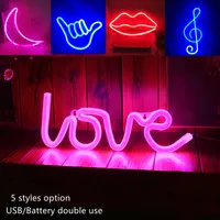 LED Neon Light Toys Sign Brief Love Pink 3000K Leuke Nachtverlichting Creatieve Birhthday Geschenken Fotografie Vakantie Verlichting Bruiloft Bars