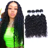 Indian Water Wave Human Hair 3 4 Bundles Weaves Double Weft Wet and Wavy Natural Extension for Black Women
