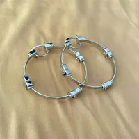 Top-Qualitäts-Reifen Huggie Echt 18 Karat Gold / Silber / Rose Gold Überzogene Knöpfe Marke Ohrring-Buchstaben Ohrringe