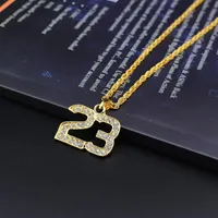 Кулон Ожерелья хип-хоп цепь ожерелье замороженное lected bling gold lucky number 23 цепи ювелирные изделия для женщин мужчин рэпер аксессуары