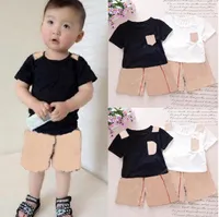 2021 Baby Fashion Ropa Sets Niños Boys Girls T Shirts Shorts 2pcs Kids Infant Ropa Casual Toddler Plaid Sportswear