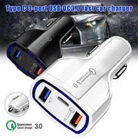 3 Ports Car Charger USB QC3.0 PD Type-C Fast Charging for iPhone 12 Mini Quick Chargers Adaptera11a09571S
