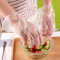 100 stks / pak Transparante Eco-vriendelijke wegwerphandschoenen Latex Gratis Plastic Food Prep Safe House Huishoudelijke Off Bacteriën Virus Handschoenen