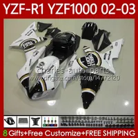 Motorcykel Lucky Strike Bodys för Yamaha YZF R 1 1000 CC YZF-R1 YZF-1000 00-03 Bodywork 90NO.16 1000cc YZF R1 YZFR1 02 03 00 01 YZF1000 2002 2003 2000 2001 OEM Fairing Kit