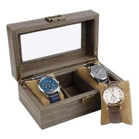 Caixas de relógio Casos Brown Caixa de madeira Organizador 3 Grades Vintage Armazenamento de Luxo Homens Relógios de Embalagem Presente de Aniversário da Árvore