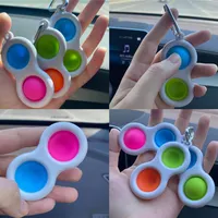 Fidget Toys Simple Keychain Push Bubble Game Key Ring Fidgets Finger Toy Rings Silicone Anxiety Stress Reliever Vent Ball H2106