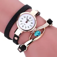 Armbanduhren Mode Frauen Diamant Wrap um Leatheroide Quarz Luxus Kristall Gold Uhren Armbanduhr