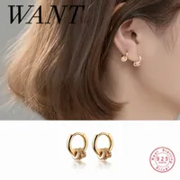 QUORME REAL 925 Círculo geométrico de plata esterlina Círculo Lucky Ear Hebilla para mujeres Dos tipos de pendientes para usar joyas personalizadas 210507