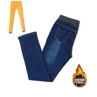 ICLEK PLUS Размер для женских джинсов тонкий тонкий тощий высокая талия женщина джинсовые карандаш брюки простирают женские брюки девушка 210809