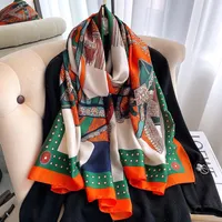 Schals Frauen Seidenschal Pashmina Spring Lady Tücher Wraps Design Gedruckt Hijab Foulard Bandana Echarpe Strandstähle