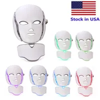 Stock in USA 7 Colore PDT Terapia Light LED Maschera per il collo viso Microcurrent Photon Photon Skin Ringiovanimento FacemasAsk Home Uso