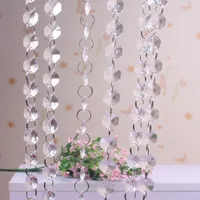 Crystal Crystal Crystal Crystal Crystal Guirland Strands 14mm Rideau d'arbre de Noël suspendu Chaîne de perles octogonales pour décorations de fête de mariage