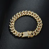 Mens Hip Hop Armband Smycken Iced Out Chain Rose Gold Silver Miami Kubanska Link Kedjor Armband