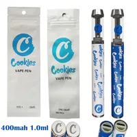 D8 cookies vape vape lápiz de 1.0ml vapes e cigarrillos 400mAh recargable vaporizador de aceite grueso vacío tornillo tornillo en puntas redondas atomizador azules azules vaporizadores con bolsa