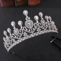 헤드 피스 빛나는 Tiaras와 Crowns Big Hollow Crystal Wedding Crown Queen King Hair Jewelry Head Accessories