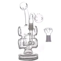 14mm joint 8 Inches Mini Dab Rigs Glass Oil Rigs Recycler bong cheapest Double Barrel Percolator smoking Water pipe With oil burne