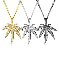 Collana di foglia di acero di modo Acciaio in titanio pendente di canapa a catena glittery regalo catena regalo accessori gioielli hip hop