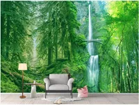 Tapety 3D Po Wallpaper Niestandardowy Mural Zielony Duży Drzewny Las Woods Krajobraz Wystrój Budynek Malowidła ścienne dla ścian w rolkach