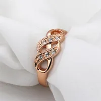 Wellenform Cubic Zirkonia Finger Eheringe Ringe für Frauen Rose Gold Farbe Mode Marke Weihnachtstag Geschenk Schmuck R334 R226