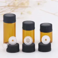 1ML 2ML 4ML Amber Glass Bottle with Tip and Black Cap Essential Oil Bottles Empty Glasses Dropper a24
