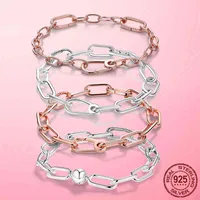 Original Gold Color Me Bracelet 925 Silver Lobster Clasp Chain Link Femme for Women Jewelry Making Gift Pulseira