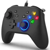 Wired Gaming Controller für PC Windows 10/8/7 / PS3 / Nintendo Switch / Android 4.0 Up, Joystick Gamepad mit Dual-Vibration - Schwarz