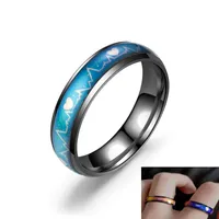 10 stks Mood Ring Change Color Titanium Steel Lovers Electrocardiogram Ring Mix Maat 6 tot 12