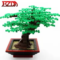 Bzda City Creator Bonsai Tree Building Blocks Street View Planten Model Collectible Botanical Bricks Educatief speelgoed voor kinderen Y0808