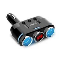 Dubbla USB-port 3 Way Auto Car Cigarette Lighter Socket Splitter Charger Plug Adapter DC 5V 1A + 2.1A för all telefon PC-pad