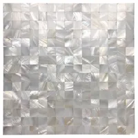 Art3D 30x30cm 3d Wandaufkleber Weiße nahtlose Mutter der Perlenfliesenschale Mosaik für Badezimmer / Küchenrückstände (6 Stück)
