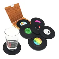 Mats & Pads Creative Record Cup Drink Holder Mat Tableware Placemat Ceramic Coasters Posavasos Onderzetters Voor Glazen Sottobicchieri