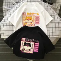Camisas estéticas Mujer Harajuku Camisetas Kawaii Bonito Shiba Inu Doge Doge Verão Verão Coreano Streetwear Mulheres Loose Chic Casual Tops
