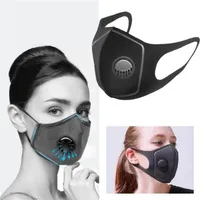 DHL preto esponja boca máscaras anti dust face lavável boca capa reutilizável pm2.5 máscara de proteção de viagem ao ar livre máscaras com válvula de respiração fy0002